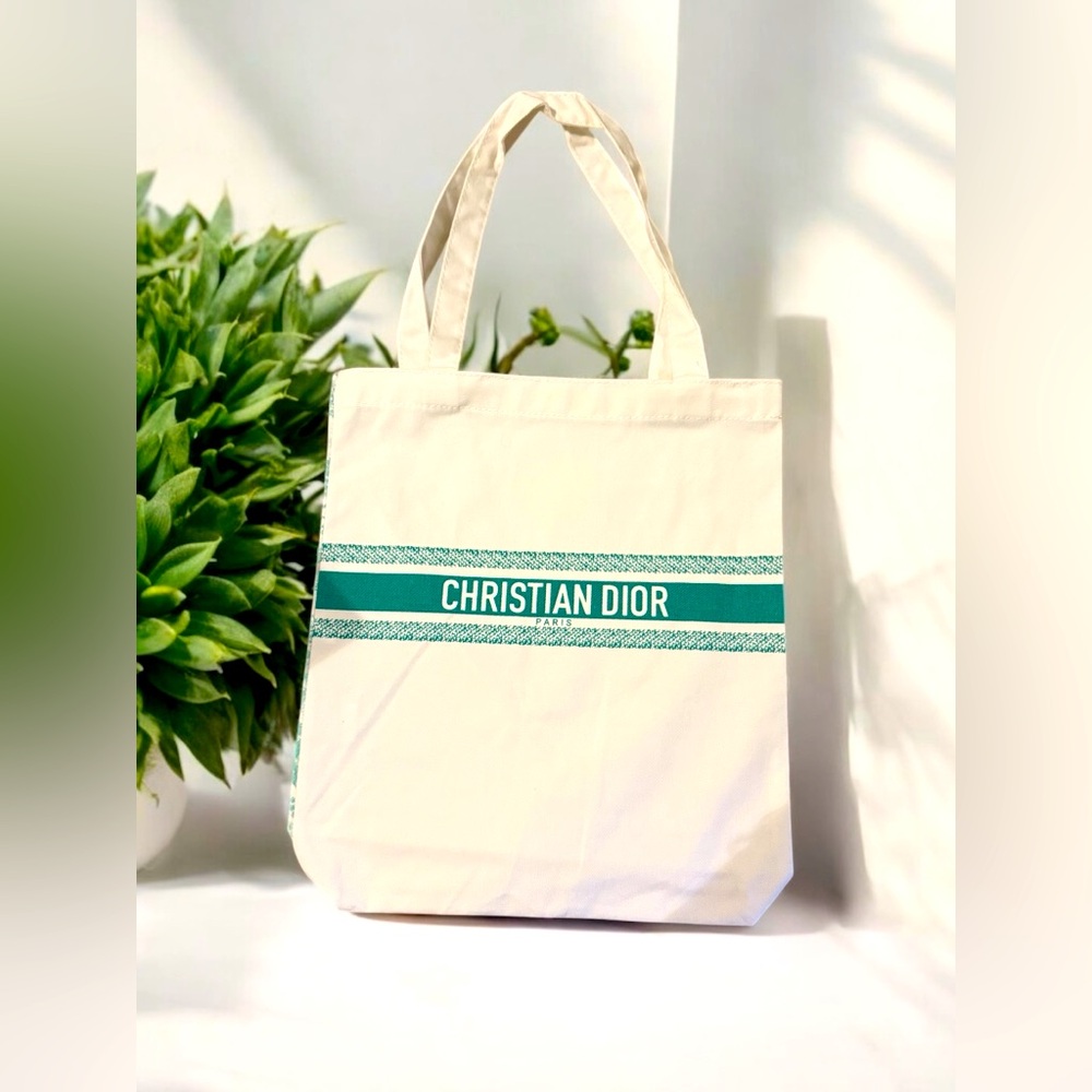 Christian Dior White and Green Tote Bag Limited Edition. NWOT